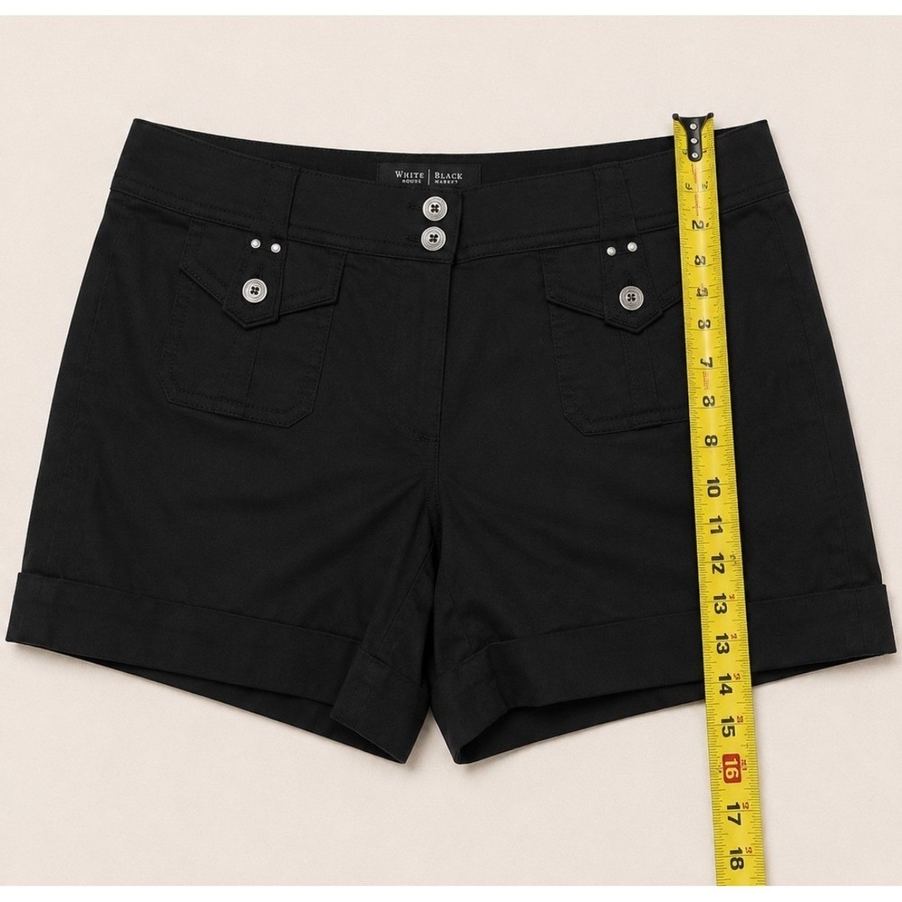 White House Black Market Black Utility Cuffed Shorts Size 12 Cargo Pockets - Picture 3 of 6